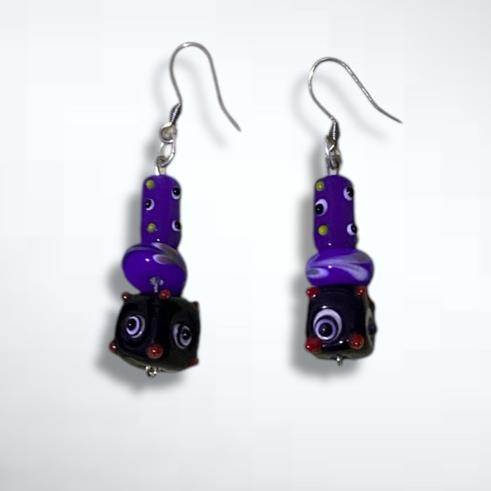 Vintage - Colorful Glass Earrings